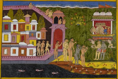 Ravana seeks Bali and learns he is at the southern ocean by Indian School