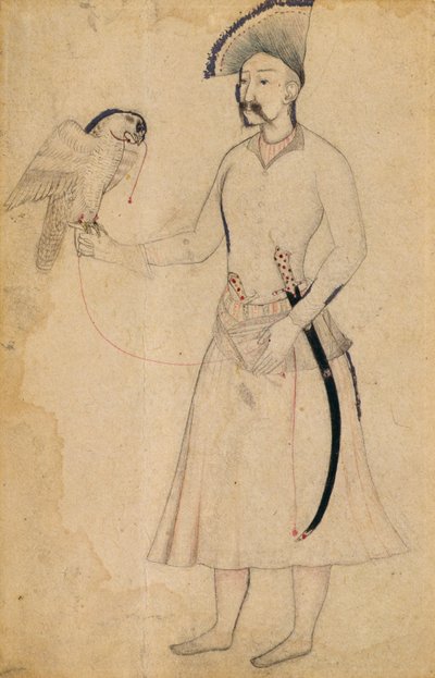 Shah Abbas I of Persia Holding a Falcon, after an Early 17th Century Original, Mughal by Indian School