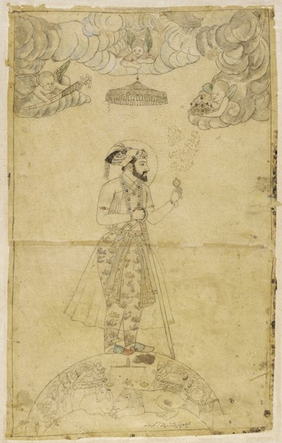 Shah Jahan Standing on a Globe by Indian School