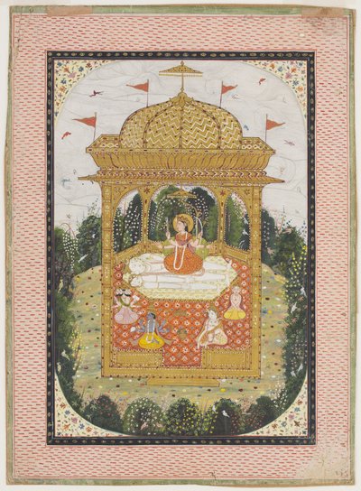 Shakti with Shiva and Other Gods in a Temple by Indian School
