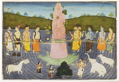 The Churning of the Ocean of Milk by Indian School