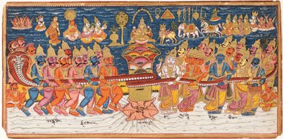 The Churning of the Ocean of Milk by Indian School