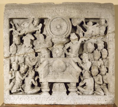 The worship of the Buddhist symbols by Indian School