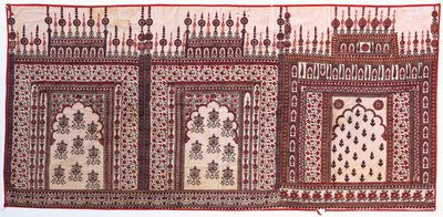 Three Chintz Prayer Arches Mounted as a Single Hanging by Indian School