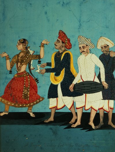 Three Musicians and a Dancing Girl by Indian School