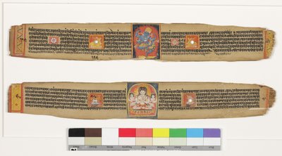 Top: Dancing Heruka; Bottom: Bodhisattva Sadaksari Avalokitesvara and Attendants by Indian School