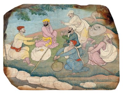 Travellers enjoying music by the wayside by Indian School