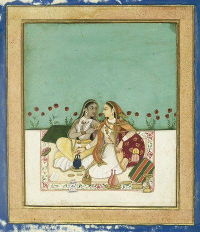Two Women on a Terrace by Indian School