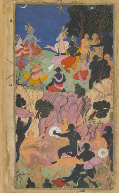Rama confers with the Vanara chieftains on Mt. Suvela (Vol.2 fol.194) by Indian School