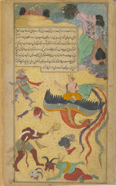 As Garuda turns away in pain from the battlefield, Visnu severs Mali
