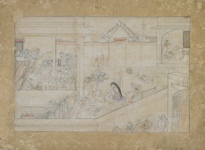 Wedding Preparations from a Naishadhicharita Series, Guler, Punjab Hills by Indian School