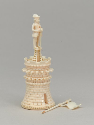 White rook, chess piece, India, 1820 by Indian School