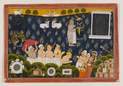 Worship of Krishna by Indian School