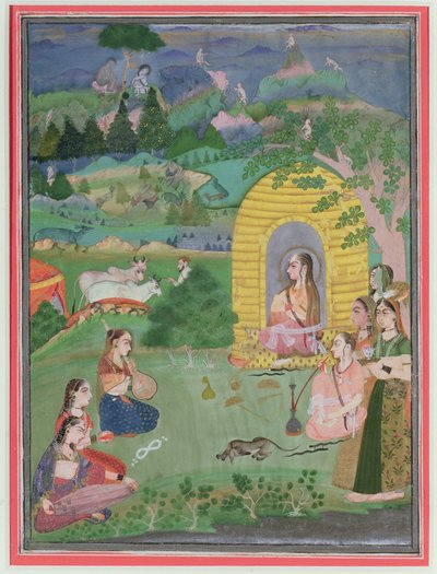 Yoginis (female Hindu ascetics) in a landscape, Bikaner School, c.1680 by Indian School