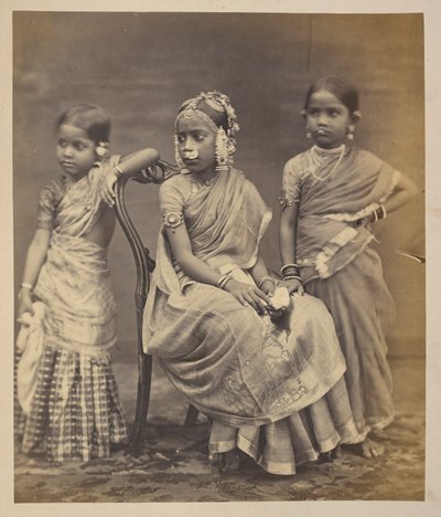 Group of Children from Madras, Showing Mode of Wearing Jewellery, c.1870 by Indian photographer