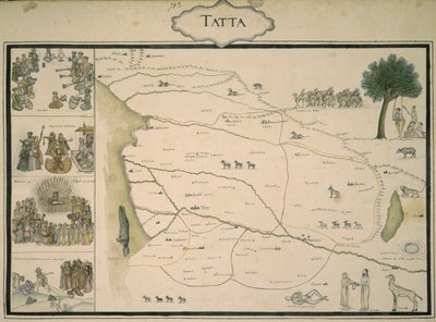 Tatta, from a collection of maps of Mughal India, from an album commissioned by Jean-Baptiste-Joseph Gentil by Indo European Indo European