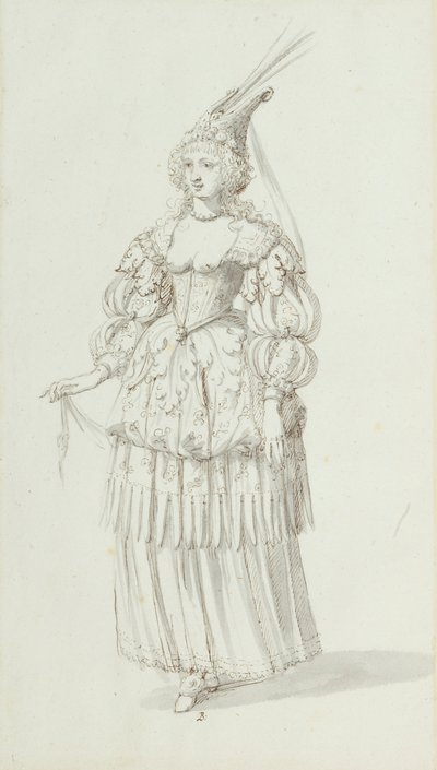 Chloris: alternative sketch for Henrietta Maria, c.1631 by Inigo Jones