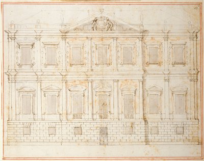 Elevation of the penultimate design for Banqueting House, Whitehall, c.1619 by Inigo Jones