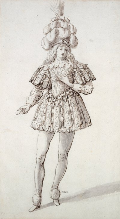 Masquer with feathers and plume by Inigo Jones