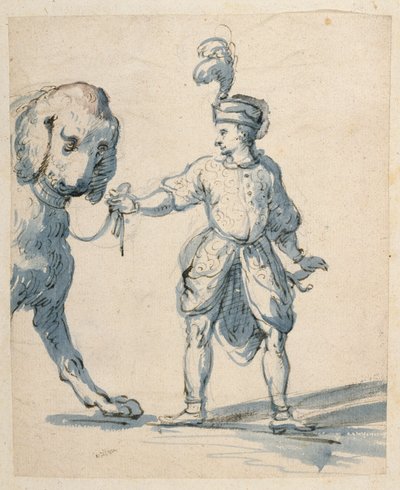 Polish dwarf leading a dog by Inigo Jones