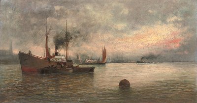 Unloading Cargo in a Harbour, 1871 by Ioannis Altamouras