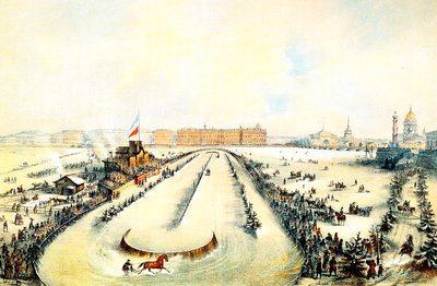 Horse racing on the frozen Neva River in St Petersburg, Russia by Iosif Adolfovich Charlemagne