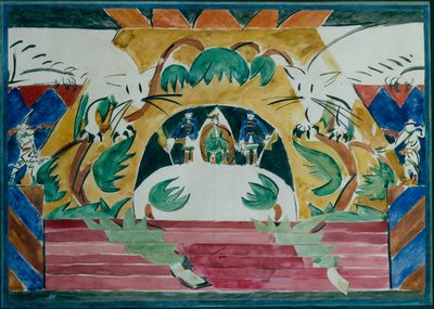 Stage Design for the Theatre Play Tsar Maksemyan by A. Remizov by Iosiph Solomonovich Shkolnik