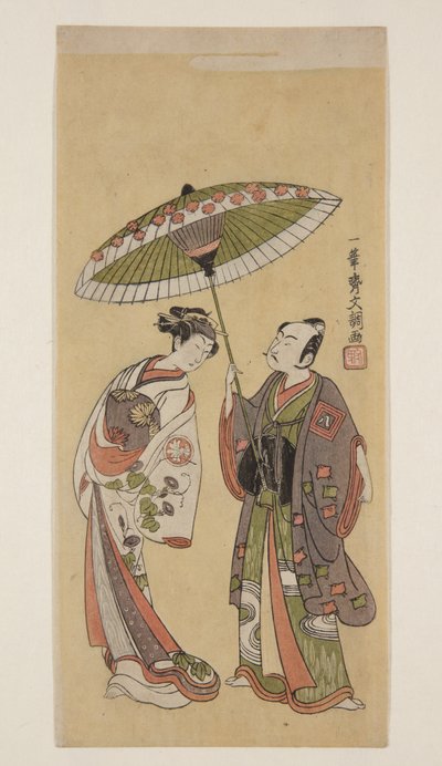 Actors Ichikawa Yaozo II as Soga no Juro and Segawa Kikunojō II as Ōiso no Tora by Ippitsusai Bunchō