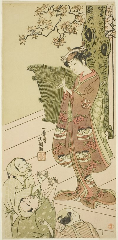 The Actor Arashi Hinaji I, Possibly as Yuya Gozen in the Play Ima o Sakari Suehiro Genji, Performed at the Nakamura Theater from the First Day of the Eleventh Month, 1768 by Ippitsusai Bunchō