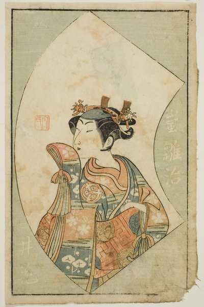 The Actor Arashi Hinaji, from "A Picture Book of Stage Fans" by Ippitsusai Bunchō