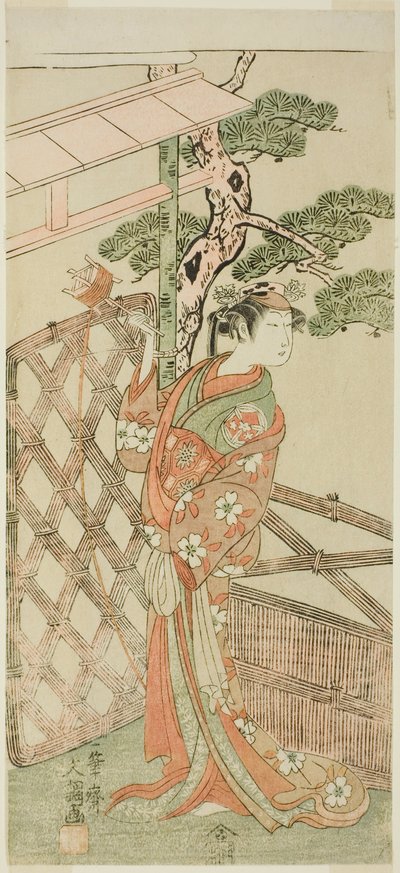 The Actor Yamashita Kinsaku II as Moshio, Wife of Ito Sukekiyo, in the Play Izu-goyomi Shibai no Ganjitsu, Performed at the Morita Theater in the Eleventh Month, 1772 by Ippitsusai Bunchō