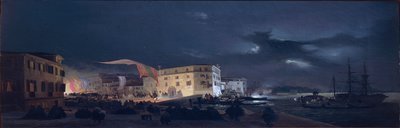 Night Festival in San Pietro di Castello, Venice Lagoon by Ippolito Caffi