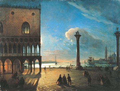 Piazzetta San Marco in Moonlight, Venice by Ippolito Caffi