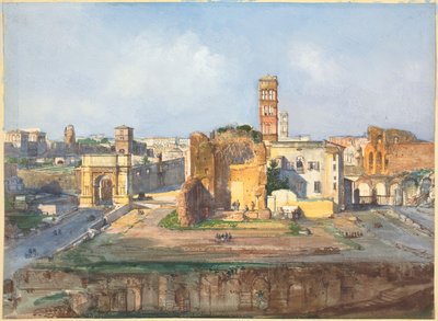 The Arch of Titus and the Temple of Venus and Rome near the Roman Forum by Ippolito Caffi