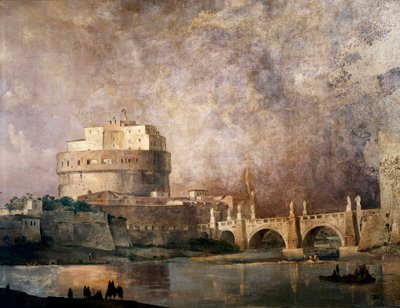 The Castle of Saint Angelo, Rome by Ippolito Caffi