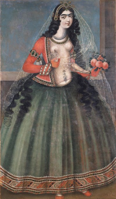 Woman Holding A Bunch of Roses by Iranian Master