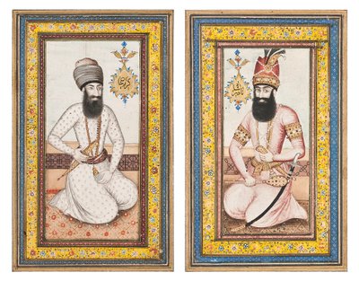 Portraits of Karim Khan Zand and Nadir Shah by Iranian School