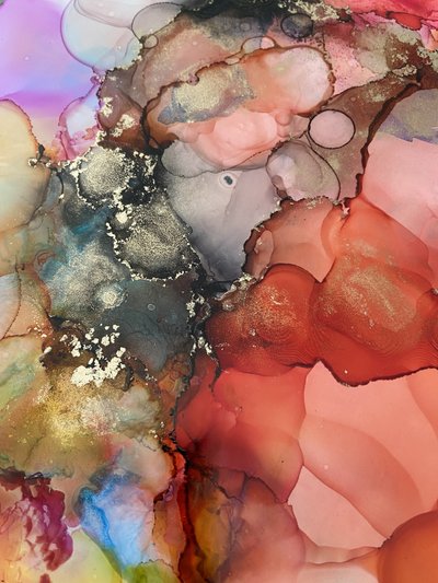 Vibrant Fluid Gold Abstract by Irene Chua