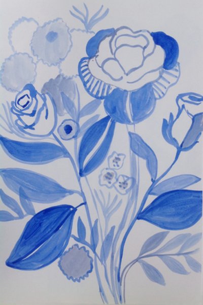Blue Floral Bouquet by Iria Fernandez