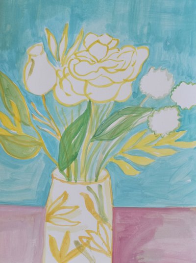 Bright Floral Vase by Iria Fernandez
