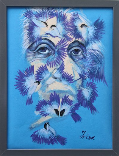 Albert Einstein and Chickadees, 2015 by Irina Corduban
