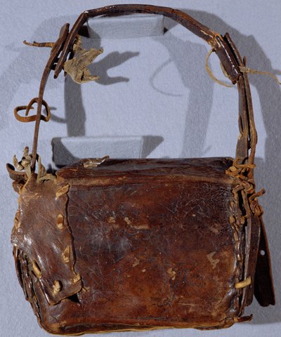 The Corpus Christi Book Satchel or Budget, viewed from the back, Irish by Irish School