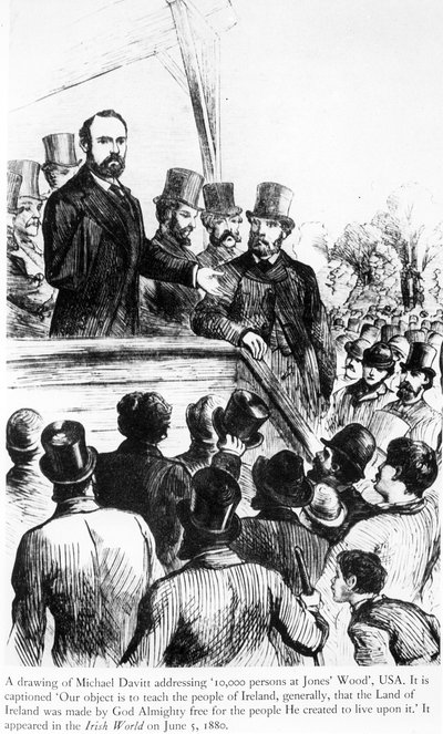 Michael Davitt addressing 100,000 persons at Jones Wood, USA, from Irish World, June 5 1880 by Irish School