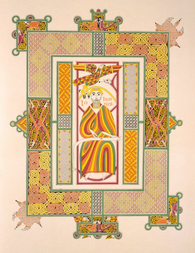 Saint John the Evangelist, from a facsimile copy of the Gospels of Mac Regol, published by Day & Son by Irish School