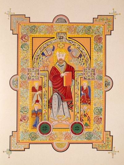 Saint Matthew, from a facsimile copy of the Book of Kells, published by Day & Son by Irish School