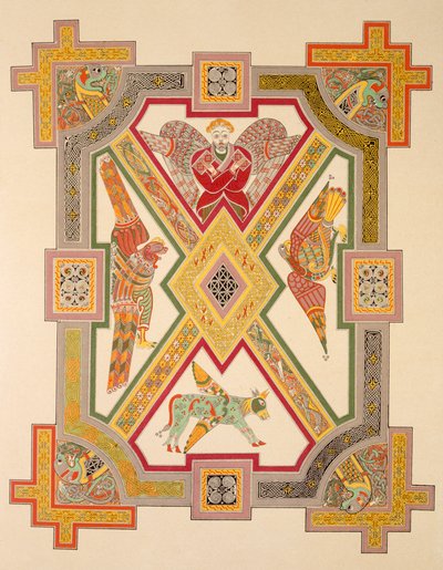 The Four Evangelists, from a facsimile copy of the Book of Kells, published by Day & Son by Irish School