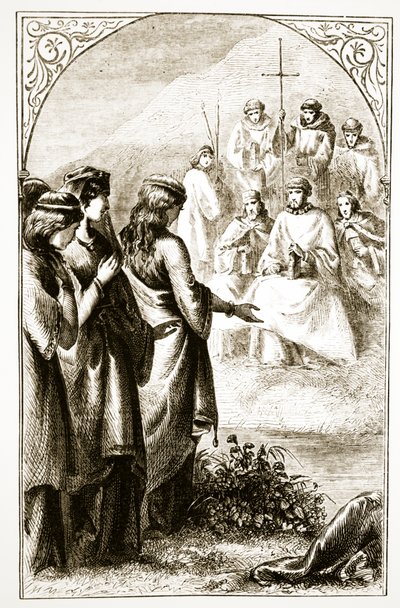 The Vision of the Synod of Clerics, from The Trias Thaumaturga, or Three Wonder-Working Saints of Ireland, by Mary Cusack (1829-99) Published c.1890s by Irish School