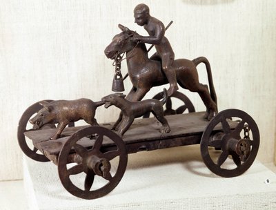 Iron Age: Miniature Bronze Merida Tank Representing a Wild Boar Hunting Scene by Iron Age