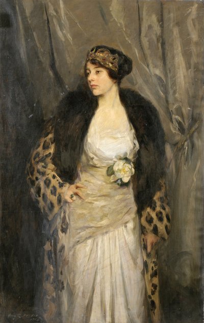Gladys Wiles in a Leopard Coat (The Leopard Coat) by Irving Ramsay Wiles