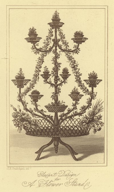 Elegant Design for a Flower Stand (engraving) by Isaac (after) Cruikshank